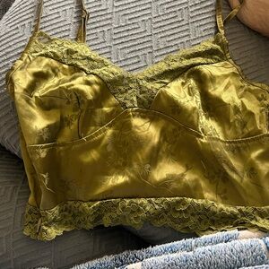 Elegant Olive Lace Trim Camisole